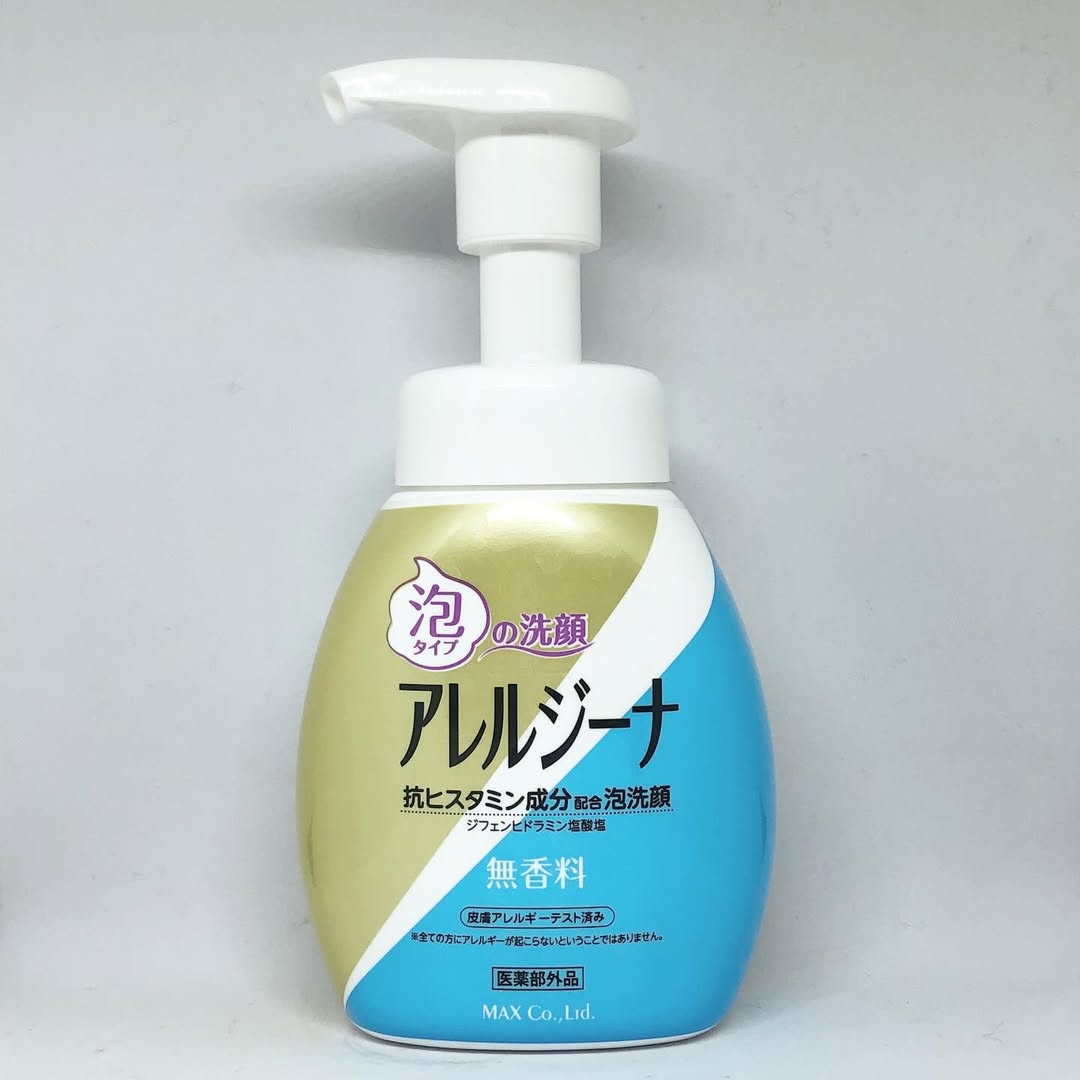 口コミ投稿：.アレルジーナ　泡洗顔使用レビュー抗ヒスタミン成分が配合されており、むず痒い顔に…