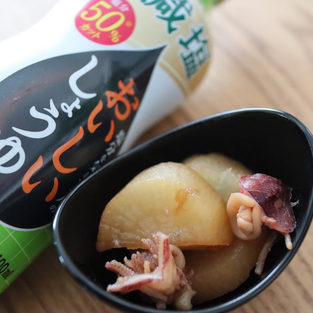 口コミ投稿：🥢正田醤油さんの塩分を気にする人のおいしいしょうゆを使って、大根といか🦑の煮物を…