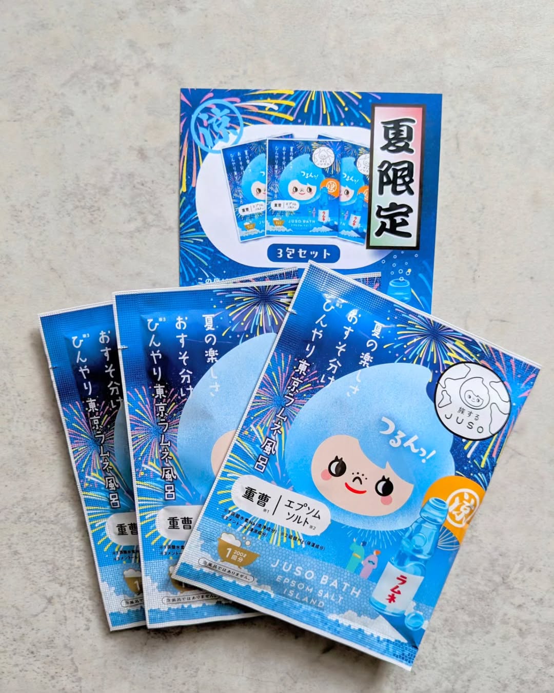 口コミ投稿：旅するJUSO　JUSO BATH POWDER　#東京ラムネを使ってみました🛀＼夏限定🎐ひんやりラム…