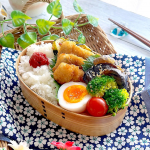 おはようございます😃..今日のお弁当・アジフライ・ズッキーニのハーブソテー・ナスの中華風・ブロッコリーの胡麻和え・味玉・ミニトマト..娘が東京研修で不在のため、1ヶ月間は夫と…のInstagram画像