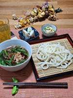 .ランチにぱぱっと肉汁うどん@shoda_shoyu1873 様の「肉汁うどんつゆ」を水で割って火にかけ、ふっとうしたら豚肉、玉葱を投入最後にニラを加えて出来上がりその間に冷凍うどんをレンチ…のInstagram画像