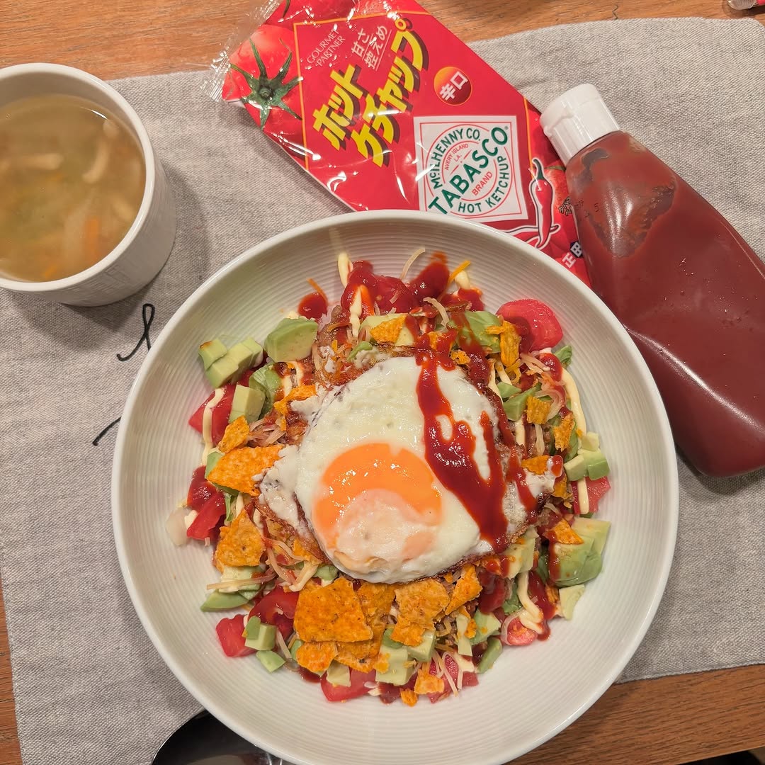 口コミ投稿：この前の#晩ご飯夏になると食べたくなるタコライス😋今日はサルサソースなかったので…