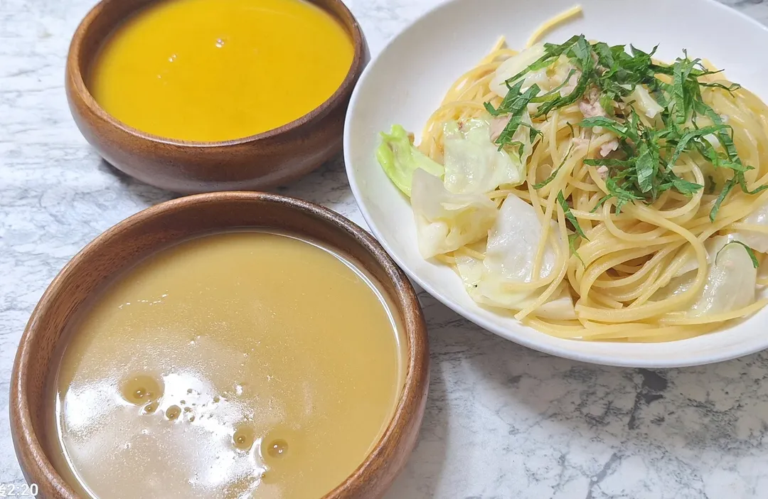 口コミ投稿：プラントベースのポタージュ2種いただきました🌽🎃・植物素材の優しい味わい　北海道産…