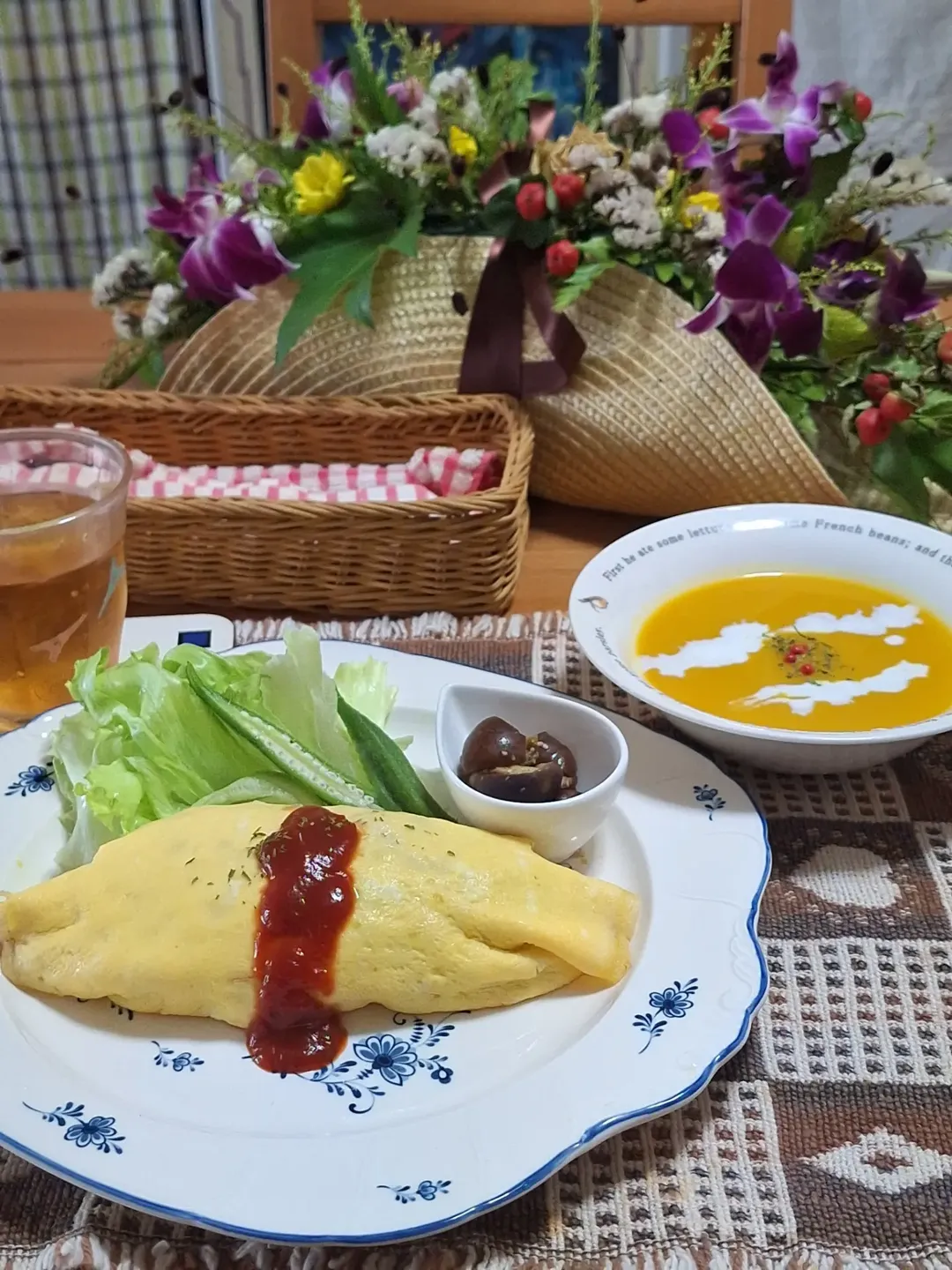 口コミ投稿：.おうちランチにオムライス🍳スープはSSK清水食品様の「北海道産かぼちゃのポタージュ…