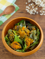 。🎃かぼちゃサラダかぼちゃサラダにベビーリーフをプラス♪ほくほくしたかぼちゃの甘さにベビーリーフの香りが美味しいアクセントになってくれます😋..使用したのは、『寺岡家の有機ベビーリ&hellip;のInstagram画像