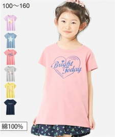 株式会社ニッセンの取り扱い商品「綿１００％プリントチュニックＴシャツ（女の子　子供服・ジュニア服）」の画像