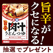 「【料理写真投稿モニター】☆シリーズ10周年☆「麺でおいしい食卓 旨辛肉汁うどんつゆ」」の画像、正田醤油株式会社のモニター・サンプル企画