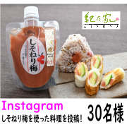 「【紀乃家】Instagramへ「しそねり梅」を使った料理の投稿をして下さる方募集（30名様）」の画像、川辺食品株式会社のモニター・サンプル企画