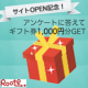 【サイトOPEN記念！】簡単なアンケートに答えてギフト券1,000円分GET☆/モニター・サンプル企画