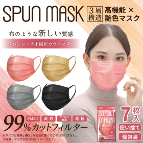 スパンレース不織布カラーマスク 7枚入 個包装の商品画像