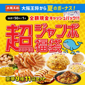 大阪王将から夏のボーナス！抽選で50人に1人全額現金キャッシュバック！超（SUPの商品画像
