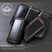 United HOMME　馬革クロスラインラウンドファスナー長財布の商品画像